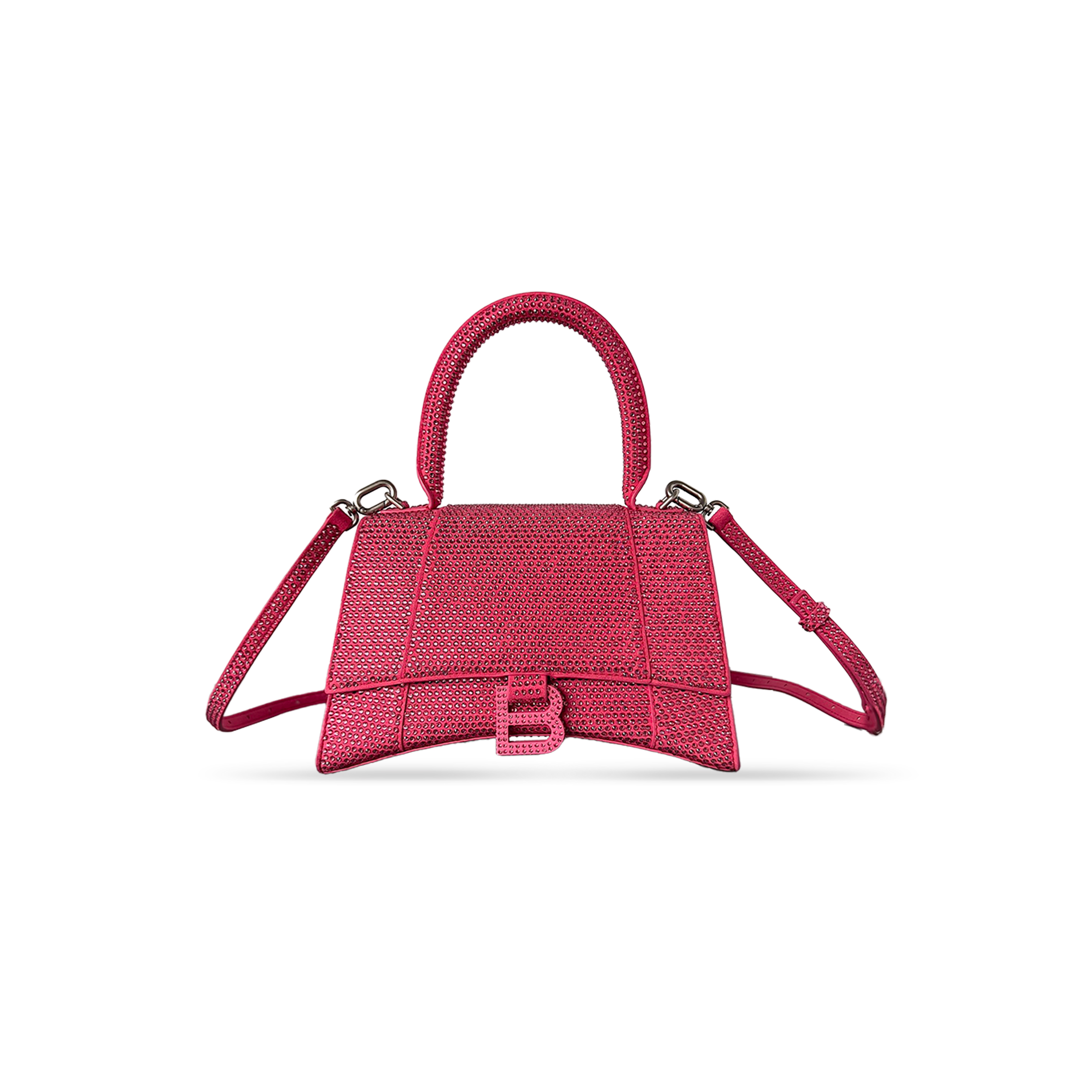 BALENCIAGA WOMEN'S HOURGLASS HANDBAG SMALL  WITH RHINESTONES PINK 5935461QJ5M5000 (22.9*15*9.9cm)